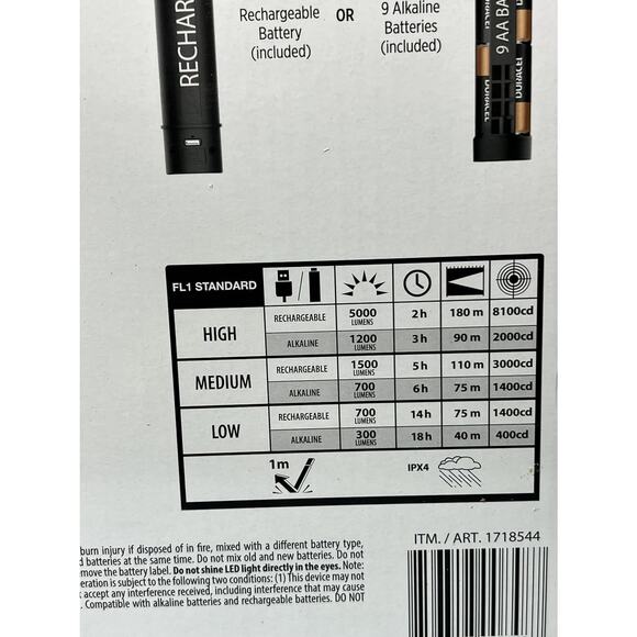 Infinity X1 5000 Lumen Flashlight Rechargeable Dual Power Twist Focus 3 Modes - Picture 2 of 4